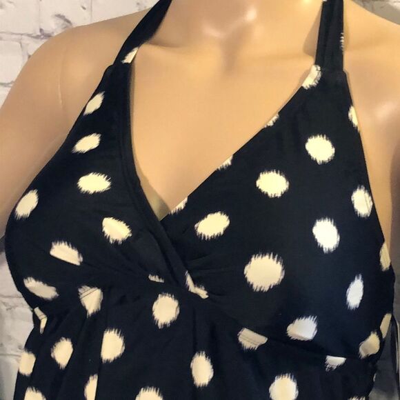 Mossimo Black Polka Dot Padded Tankini Top New With Tags Medium - Picture 2 of 10